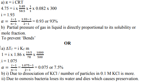 A solution contains 5·85 g NaCl (Molar mass = 58·5 g mol–1